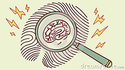 Brain fingerprint with lightning, cognitive ID and idea surge vector design Generative AI Vector Illustration