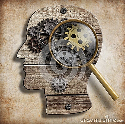 Brain gears and cogs. Mental illness, psychology Stock Photo