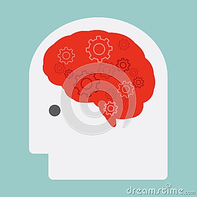 Brain and gears Vector Illustration