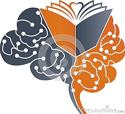 Brain graduate logo Vector Illustration