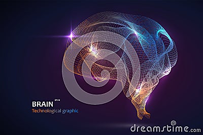 Brain graphic made of streamlined particles, vector illustration Vector Illustration