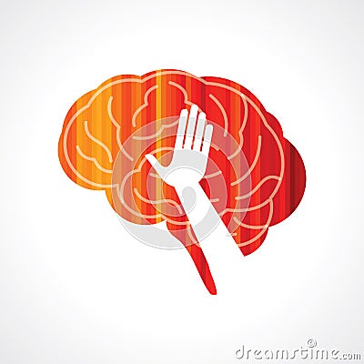 Brain with hand creative concept Vector Illustration