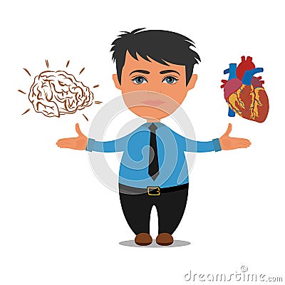 Brain or heart choices, business concept, vector illustration Vector Illustration