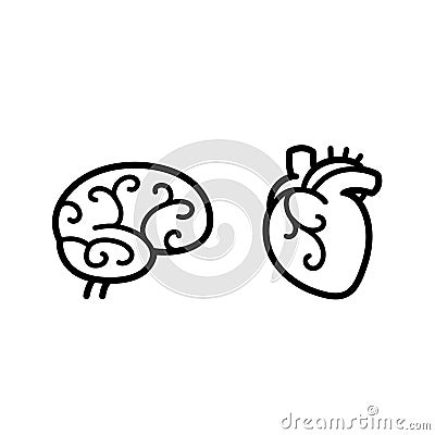 Brain and heart icon Vector Illustration