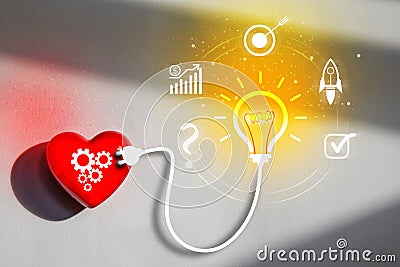 Brain and heart. Logic and emotional communication and thinking ideas. brainstorming, problem-solving Stock Photo