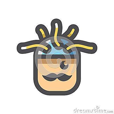 Brain helmet men Vector icon Cartoon illustration Vector Illustration