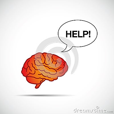 Brain holding placard human brain need help concept Vector Illustration