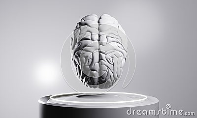 brain of human healthcare illustration rendering, health of neuron cell, think of idea on background Cartoon Illustration