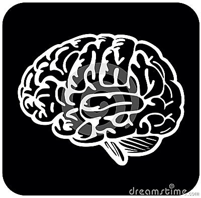 Brain icon in black and white Vector Illustration