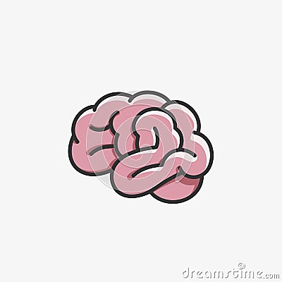 Brain icon cartoon style Vector Illustration