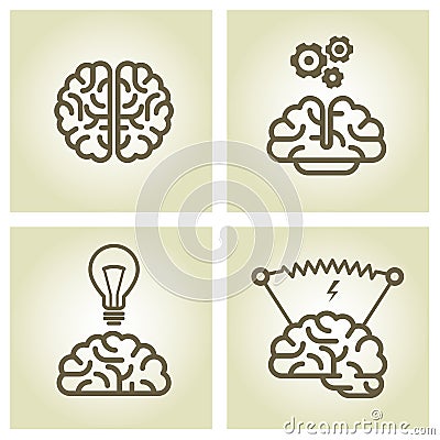 Brain icon - invention and inspiration symbols Vector Illustration