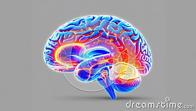 brain illuminated with vibrant fractals, showcasing neuron activity and diversity of thought processes and behavioral patterns Stock Photo