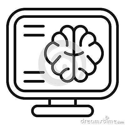 Brain image monitor icon outline vector. Scan mri lab Vector Illustration