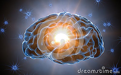 Brain impulses. Neuron system. Human anatomy. transferring pulses and generating information Stock Photo