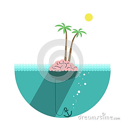 Brain-island Vector Illustration