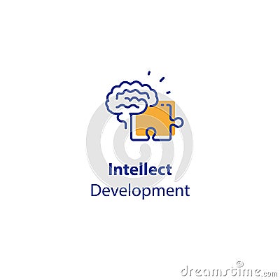 Brain and jigsaw, memory exercise, intellect development, logic game, skill improvement, critical thinking Vector Illustration