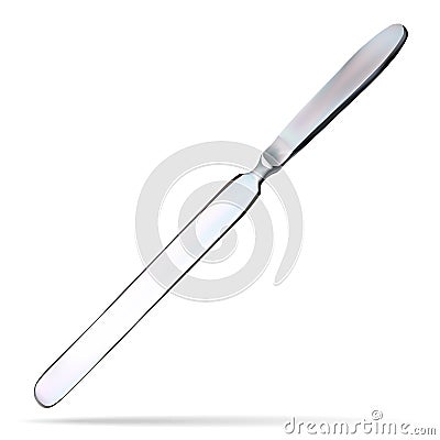 Brain knife. Double-edged knife with a long a flat, rounded blade at the end. Surgical instrument. Vector illustration Vector Illustration