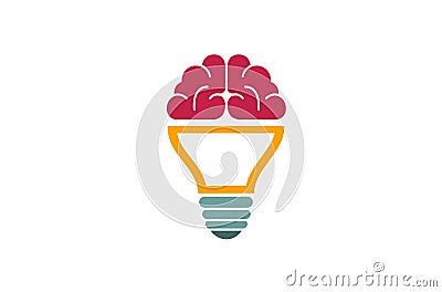 Brain Lamp Creative Logo Vector Illustration