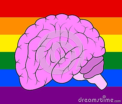 Brain on the LGBT background Vector Illustration
