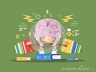 Brain lifting weight Vector Illustration