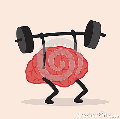Brain Lifting Weights over head vector Vector Illustration