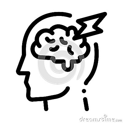 Brain Lightning Volt Silhouette Headache Vector Vector Illustration