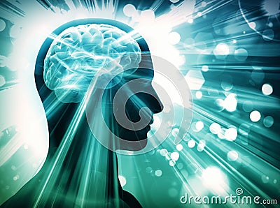 Brain, lights, concept Stock Photo