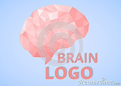 Low poly Brain Logo geometric Vector Illustration