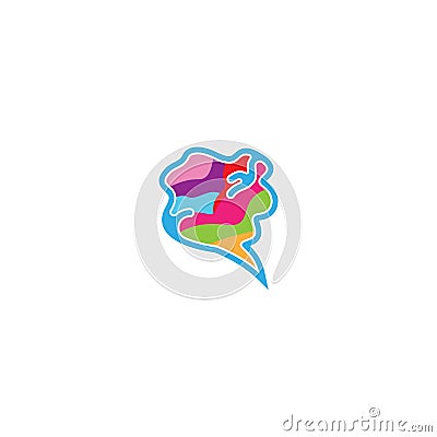 Brain logo template vector Cartoon Illustration