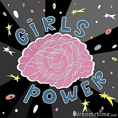 The brain is the main power of girls. Vector Illustration