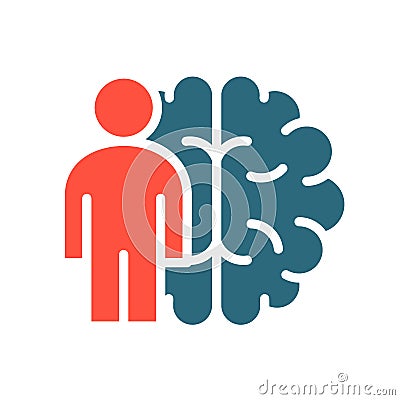 Brain with man colored icon. The main organ of the central nervous system of the person symbol Vector Illustration