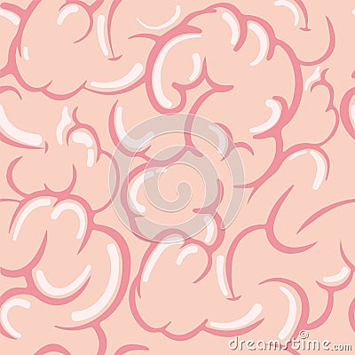 Brain meanders seamless pattern. Abstract design of pink brain tissues convolutions creative anatomical. Vector Illustration