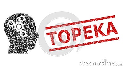Brain Mechanics Recursion Composition of Brain Mechanics Icons and Grunge Topeka Seal Vector Illustration