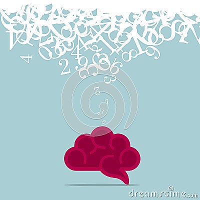 Brain memory design, digital simulation concept. Vector Illustration
