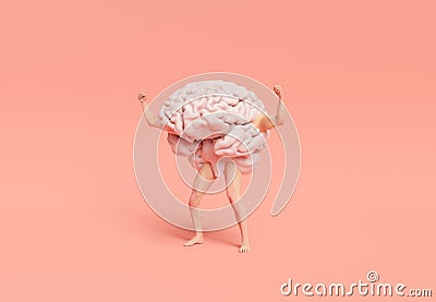 Brain with muscular legs and arms Stock Photo
