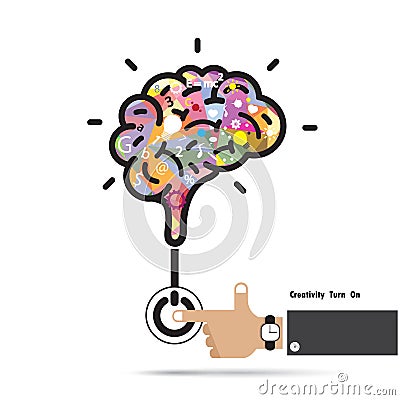 Brain opening concept.Creative brain abstract vector logo design Vector Illustration