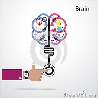 Brain opening concept.Creative brain abstract vector logo design Vector Illustration