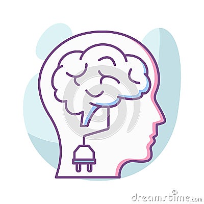 Brain plug Color Vector icon which can easily modify or edit Vector Illustration