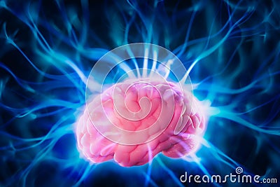 Brain power concept with abstract light rays Stock Photo