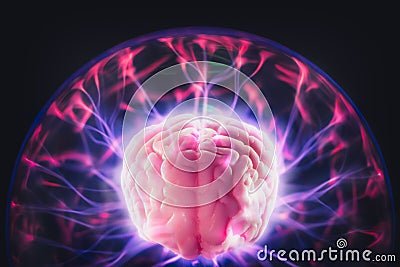 Brain power concept with abstract light rays Stock Photo