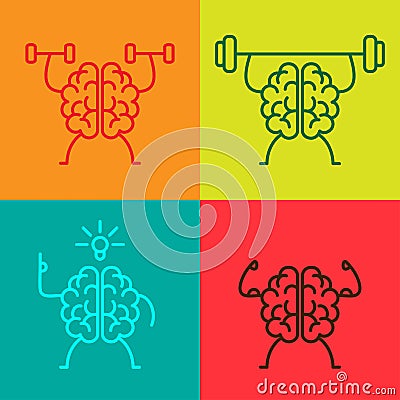 Brain power icons Stock Photo