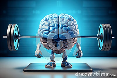 Brain Power Lift: The Fusion of Mental Strength and Physical Fitness with Generative AI Stock Photo