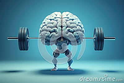 Brain Power Lift: The Fusion of Mental Strength and Physical Fitness with Generative AI Stock Photo