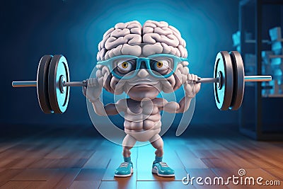 Brain Power Lift: The Fusion of Mental Strength and Physical Fitness with Generative AI Stock Photo