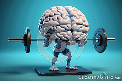 Brain Power Lift: The Fusion of Mental Strength and Physical Fitness with Generative AI Stock Photo