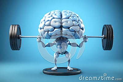 Brain Power Lift: The Fusion of Mental Strength and Physical Fitness with Generative AI Stock Photo