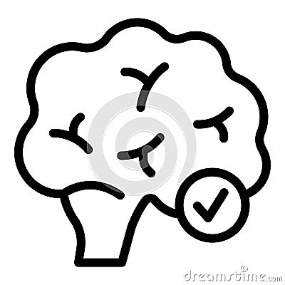Brain protected icon, outline style Vector Illustration