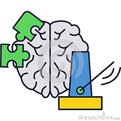 Brain puzzle head vector psychology icon isolated Vector Illustration