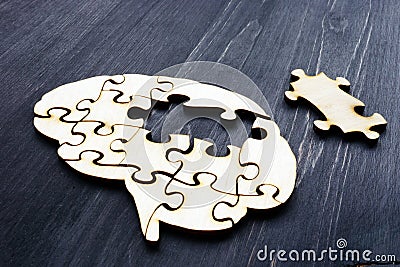 Brain from puzzles. Mental Health and problems with memory Stock Photo