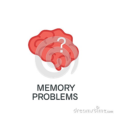 Brain with a question mark for memory problems and dementia concept Vector Illustration